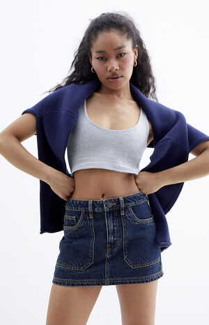 Dark Indigo Mid Rise Denim Mini Skirt image number 2