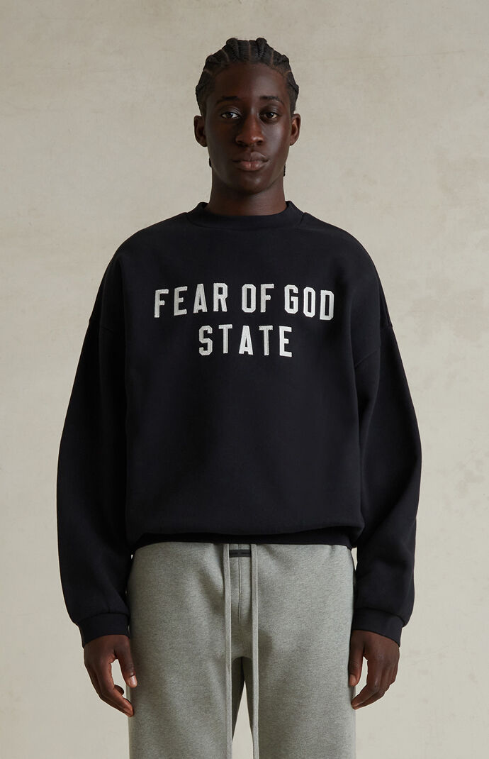 Fear of God ESSENTIALS Jet Black '90s Fit Fleece Crew Neck