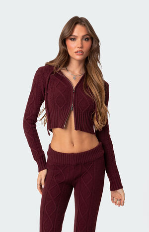 Ray Cable Knit Hooded Cardigan image number 1