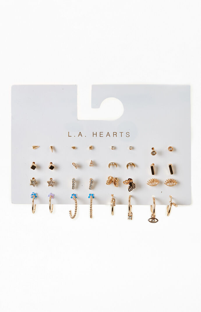 La Hearts 16 Pack Star And Moon Earrings 2024 www.prevatthistory