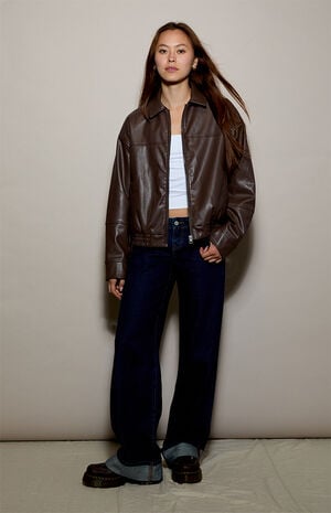 Faux Leather Bomber Jacket image number 1