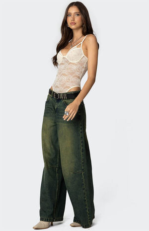 Strappy Sheer Lace Bodysuit image number 4