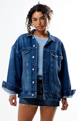 Daisy Oversized Colorblocked Denim Jacket image number 1
