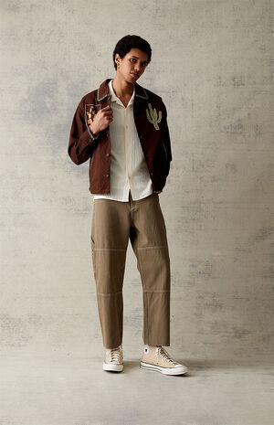 Baggy Olive Panel Jeans image number 2