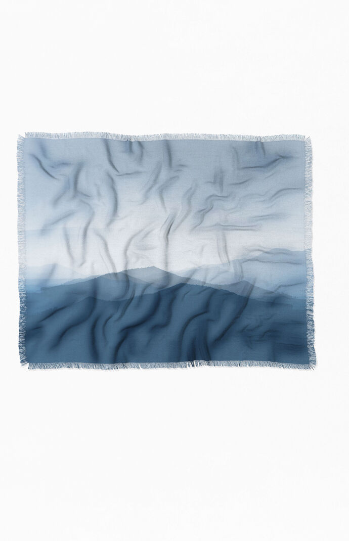 Hazy Morning Blues Woven Throw Blanket