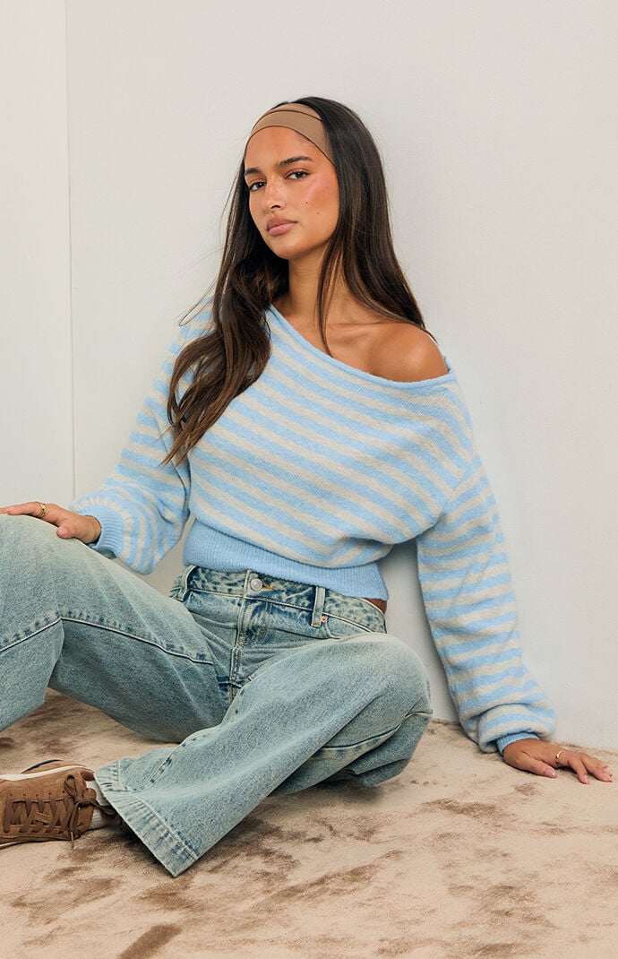 Women's Harley Off-The-Shoulder Sweater in Stripe - Size Small