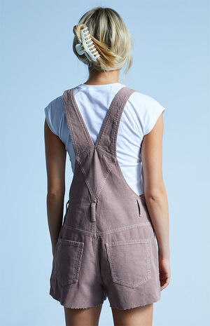 Brown Corduroy Overall Shorts image number 4