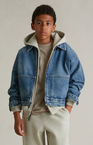 Kids Classic Blue Denim Trucker Jacket image number 2