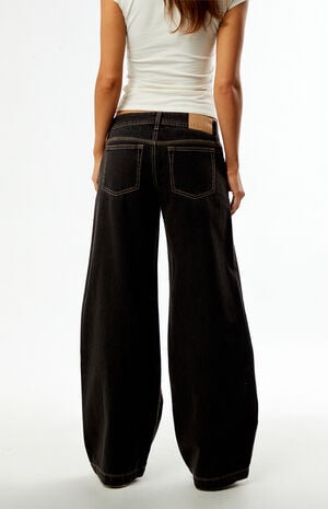 Kaia Ultimate Low Rise Baggy Jeans Contrast Stitch Black image number 4