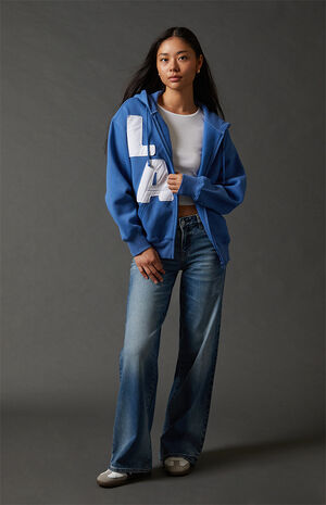 Big LA  Zip Up Oversized Hoodie image number 1