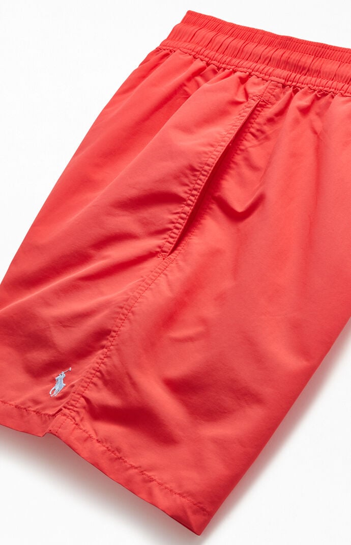 Red Solid 17" Swim Trunks