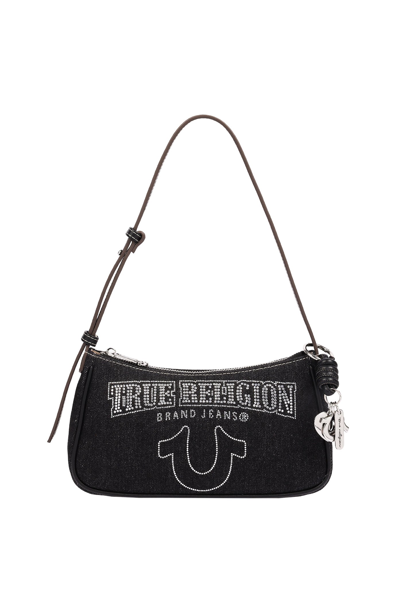 True Religion Bling Logo Black Denim Shoulder Bag