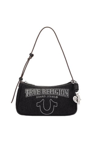 Bling Logo Black Denim Shoulder Bag image number 1