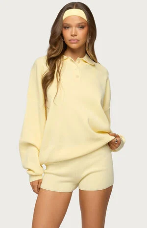 Lorie Oversized Knit Polo Sweater image number 1