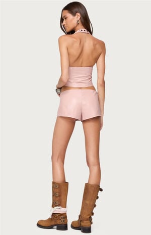 Elisha Lace Up Faux Leather Shorts image number 4