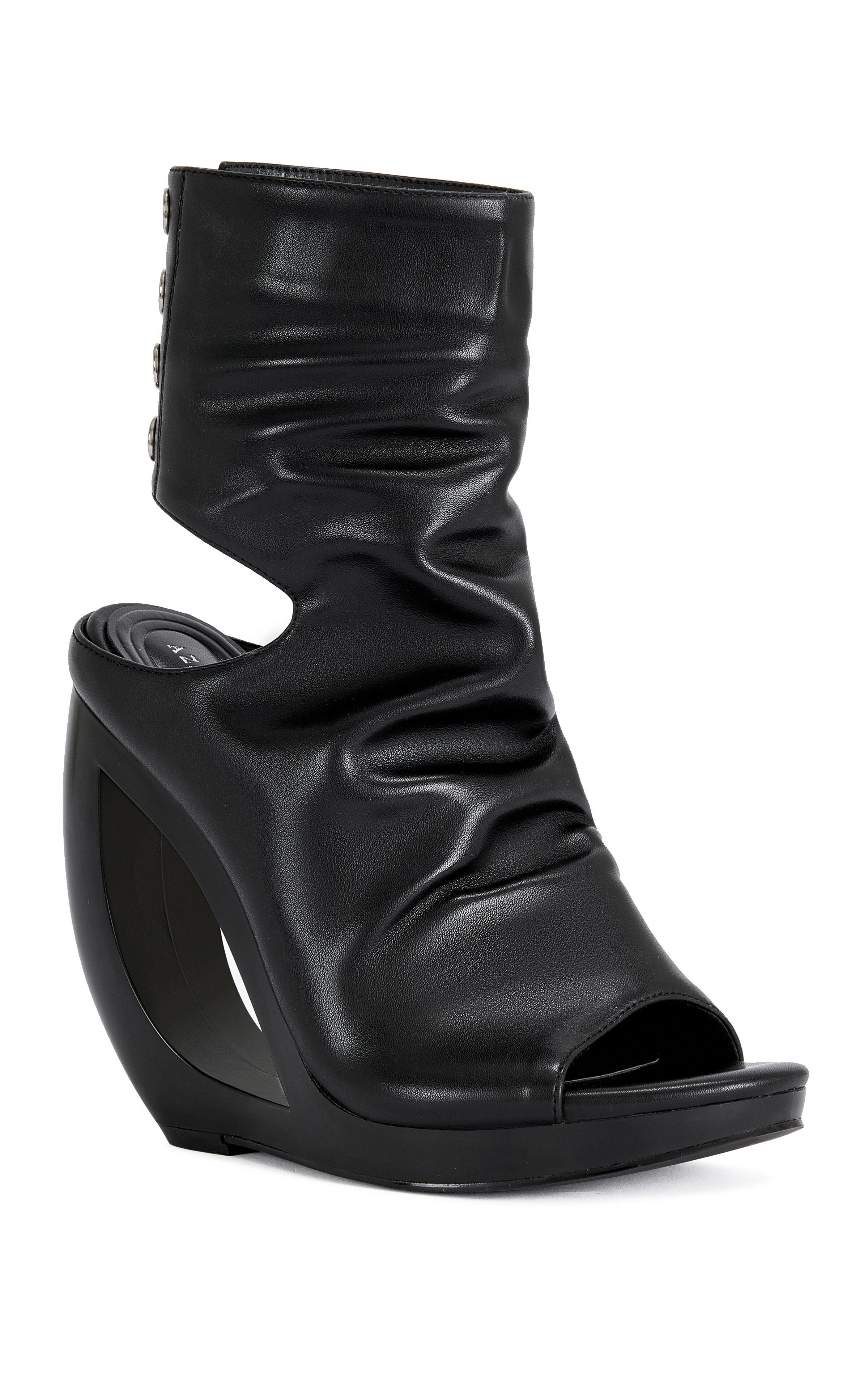 AZALEA WANG Women's Circos Black Wedge Sandal Booties