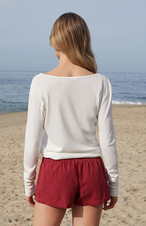 Keira Red Plaid Boxer Shorts image number 4