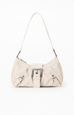 Cream Faux Leather Buckle Bag image number 1