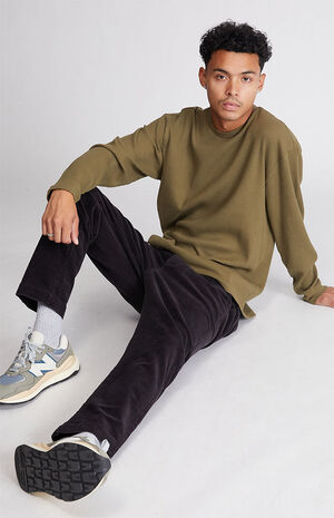 Olive Long Sleeve Waffle T-Shirt image number 4