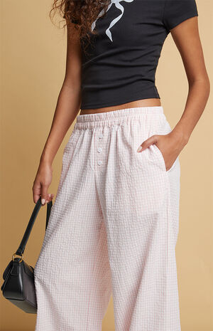 Pink Gingham Boxer Pajama Pants image number 5