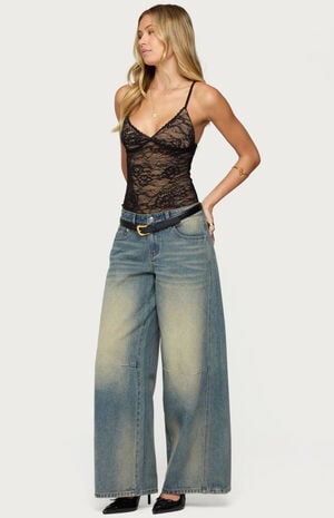 Nolyn Sheer Lace V Neck Bodysuit image number 5