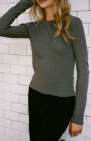 Gray Tori Basic Long Sleeve Top image number 1