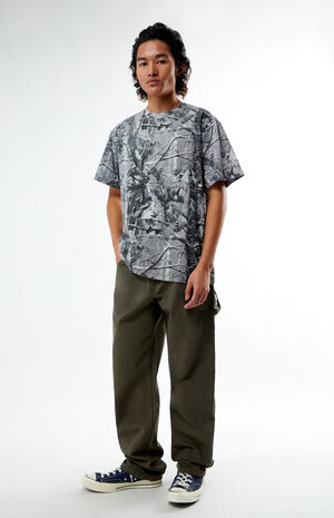 Green Relaxed Fit Duck Carpenter Pants image number 4