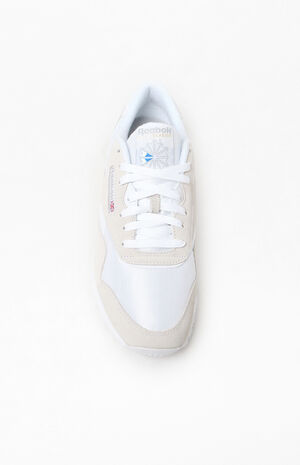 Classic White and Grey Leather & Nylon Shoes image number 4