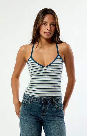 Elle Easy V-Neck Striped Tank Top image number 2