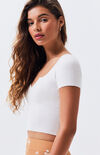 Short Sleeve Notched Neck Sweater Short Sleeve Notched Neck Sweater image number null