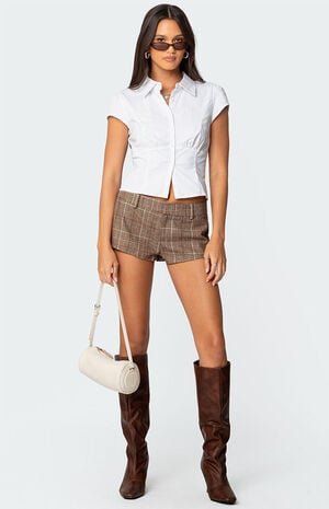 Phoeby Houndstooth Plaid Shorts image number 1