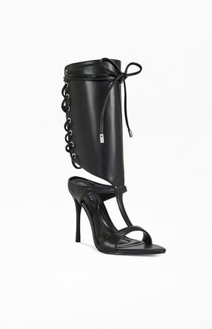 Women's Bohdi Black Lace-Up Stiletto Sandals image number 2