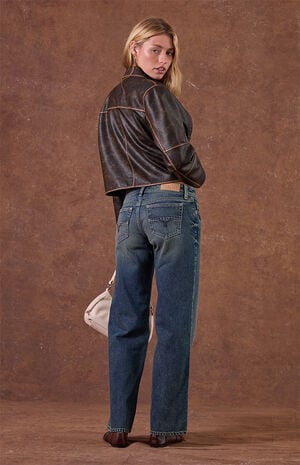 Sammy Ultimate Low Rise Straight Leg Jeans Rhinestone Dark Blue image number 2