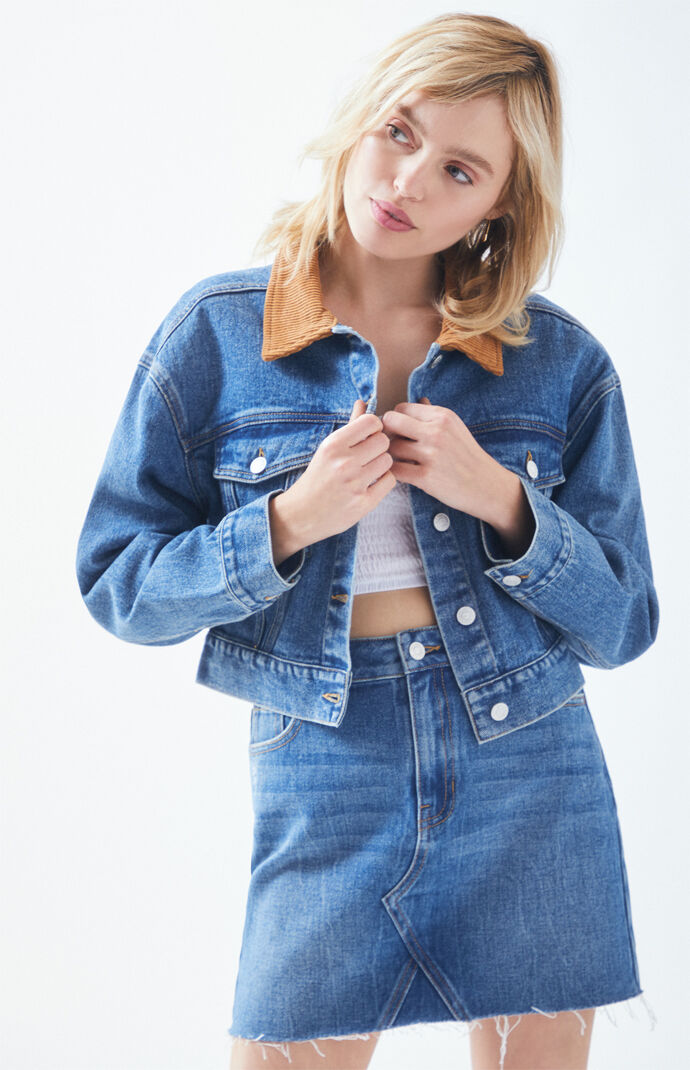 PacSun Womens Blue Cropped Denim Jacket