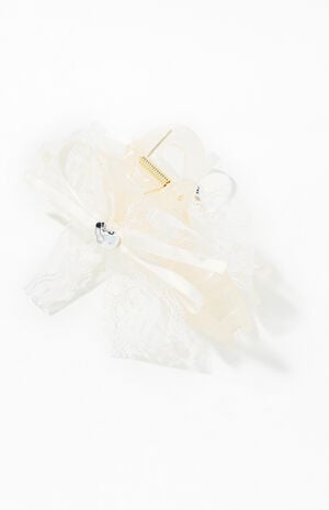 White Lace Twist Hair Claw Clip image number 2