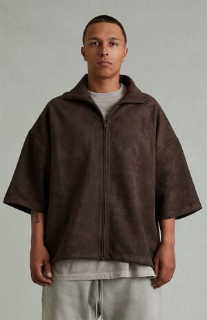 Brown High Neck 3/4 Sleeve Jacket image number 2