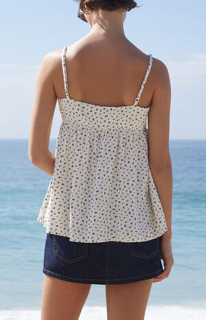White Floral Edith Tank Top image number 4