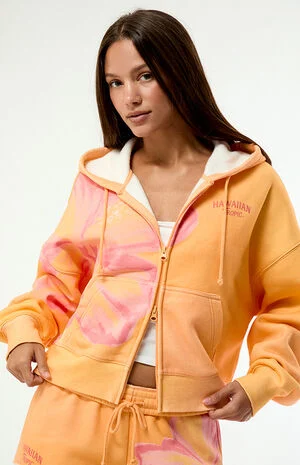 Hibiscus Cropped Zip Up Hoodie image number 3