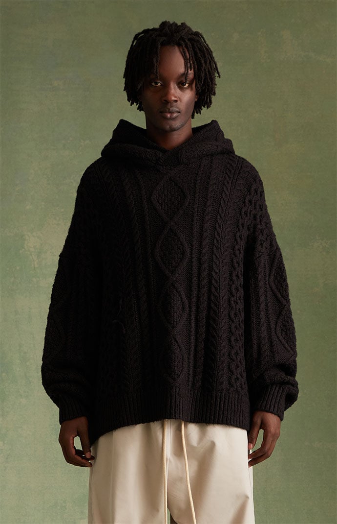 Essentials knit hoodie black online