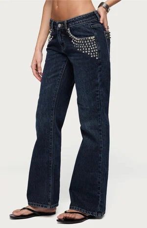 Tyler Studded Low Rise Bootcut Jeans image number 2