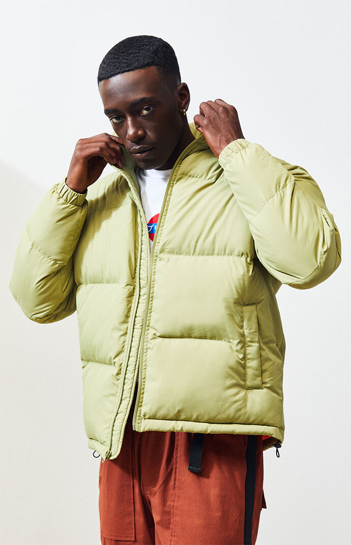 olive puffer jacket mens