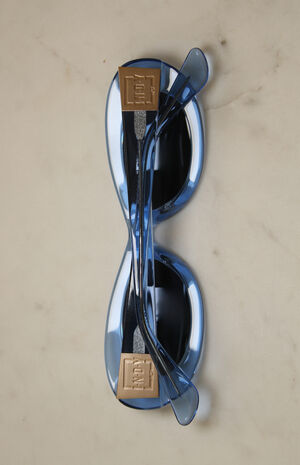 SoHo Powder Blue Oval Sunglasses image number 4