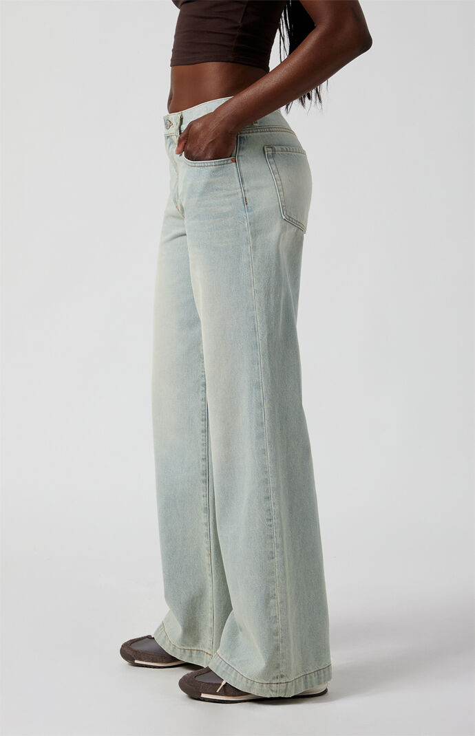 [ ] Low Rise Baggy Fit White Linen Jeans ★人気★ Women's Low Rise Baggy Jean | Women's Clearance