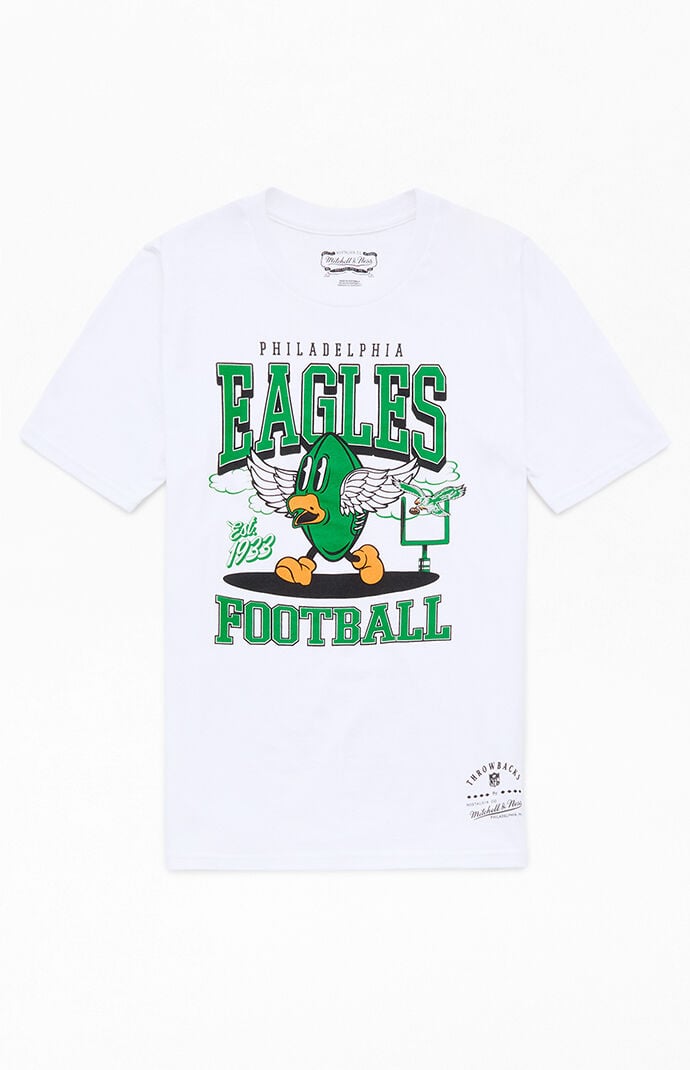 Mitchell Ness Kids NFL Retro Philadelphia Eagles T Shirt in White Size Medium