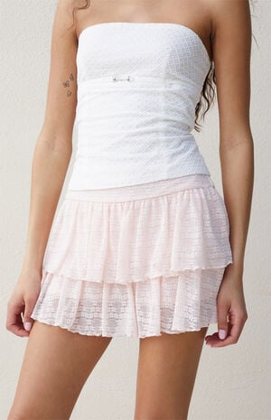 Beverly & Beck Light Pink Lace Tiered Mini Skort | PacSun