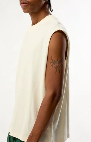 Cream Cut Off Muscle T-Shirt image number 4