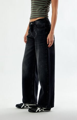 Black Mid Rise Baggy Jeans image number 3