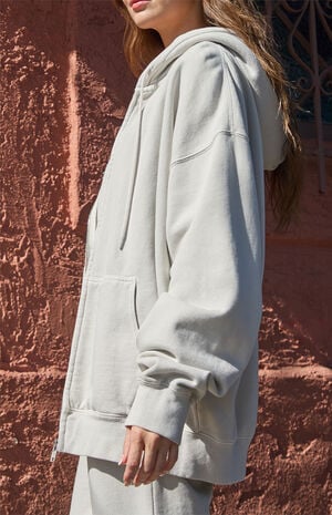 Cement Christy Zip Up Oversized Hoodie image number 3