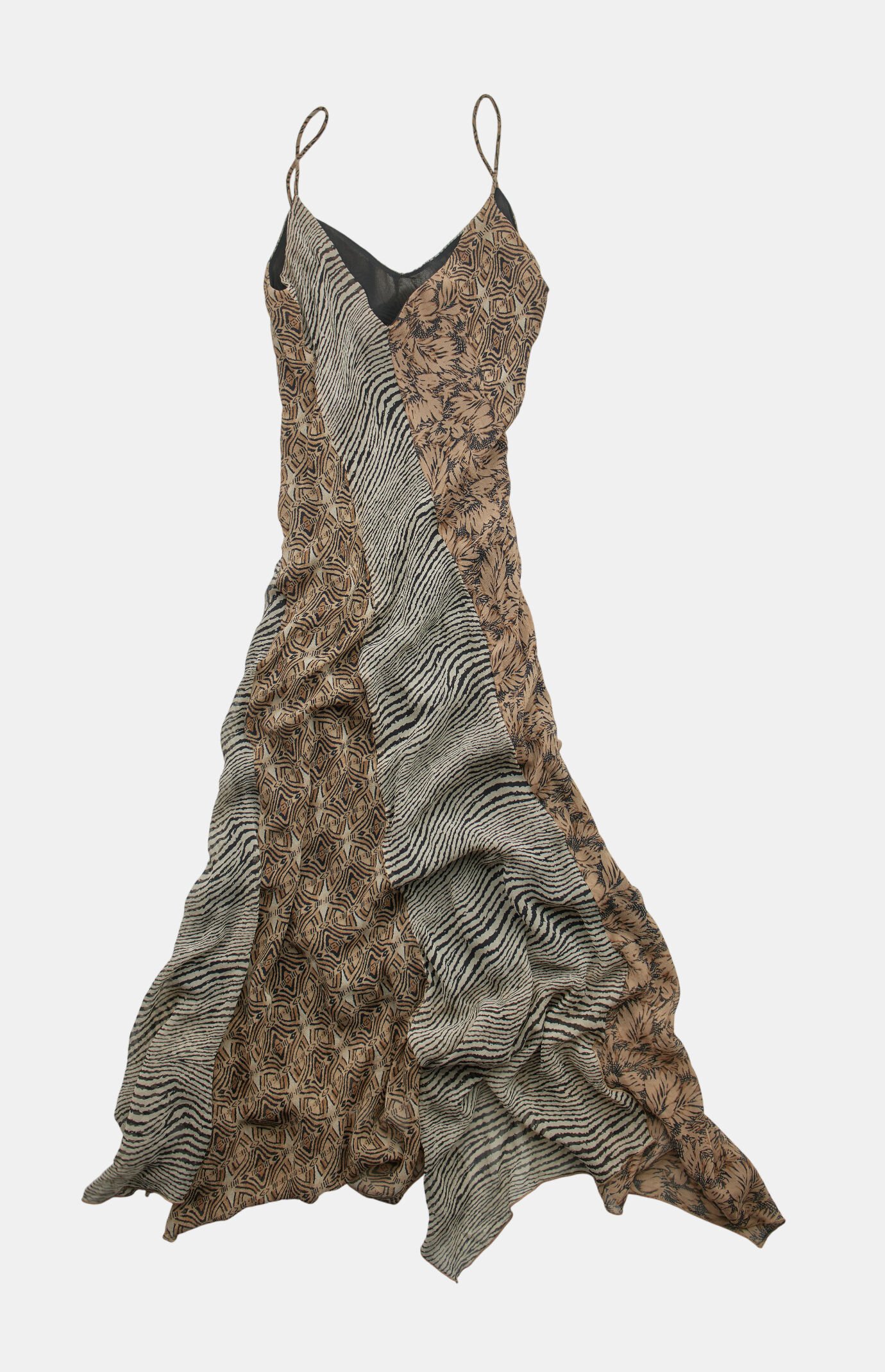 PS VINTAGE 2000s Zebra Midi V-Neck Dress