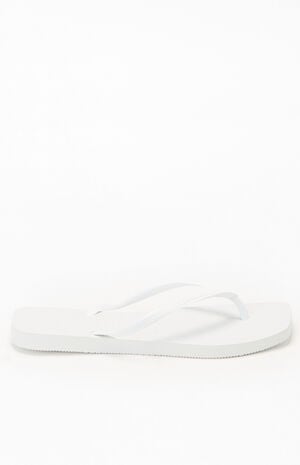 Women's White Slim Square Flip Flop Sandals image number 2